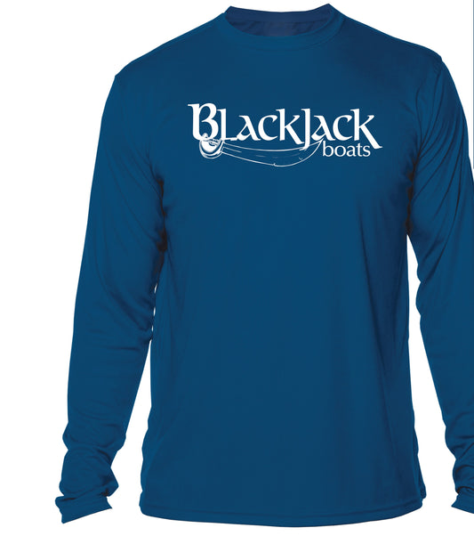 BlackJack Long Sleeve Solar Shirt Royal Blue With white BlackJack