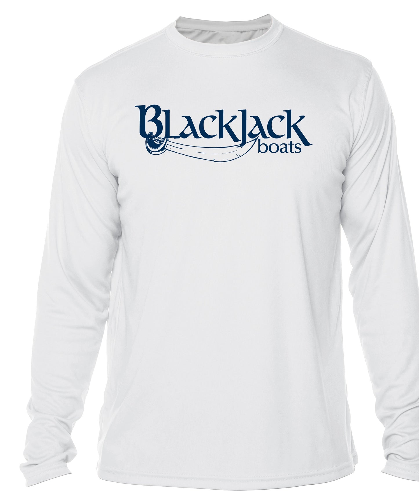 BlackJack Long Sleeve Solar Shirt White With Navy BlackJack