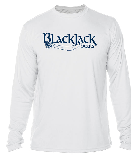 BlackJack Long Sleeve Solar Shirt White With Navy BlackJack